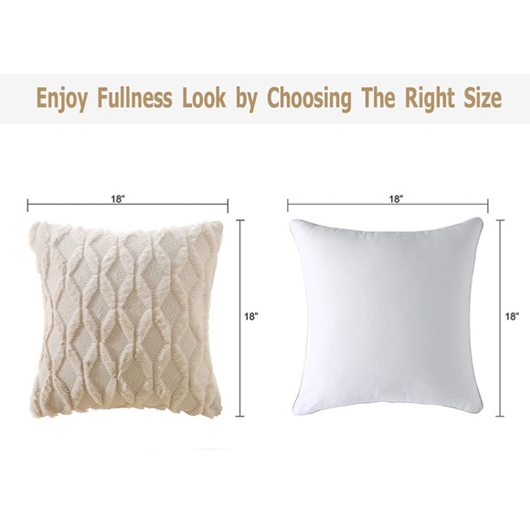 2 Beige Faux Wool Throw Pillow Covers - Picture 5 of 7